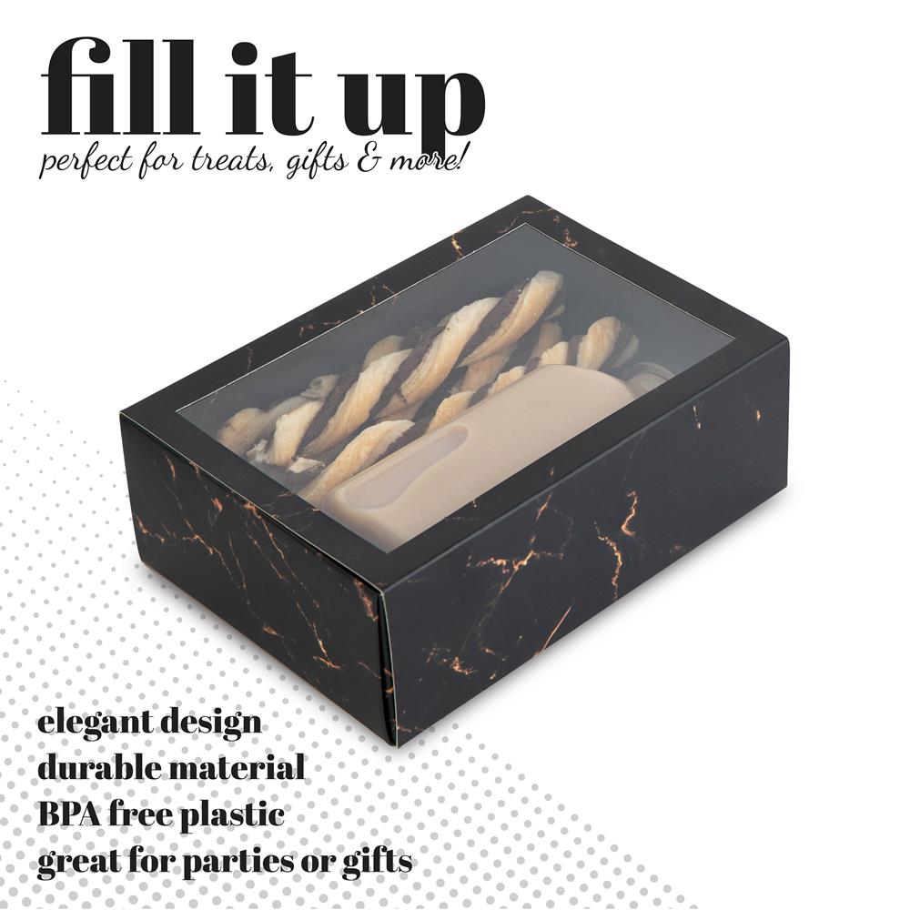 Clear Window Gift Boxes Rectangle Black 7.5" X 5" X 2.5" 6 Pack